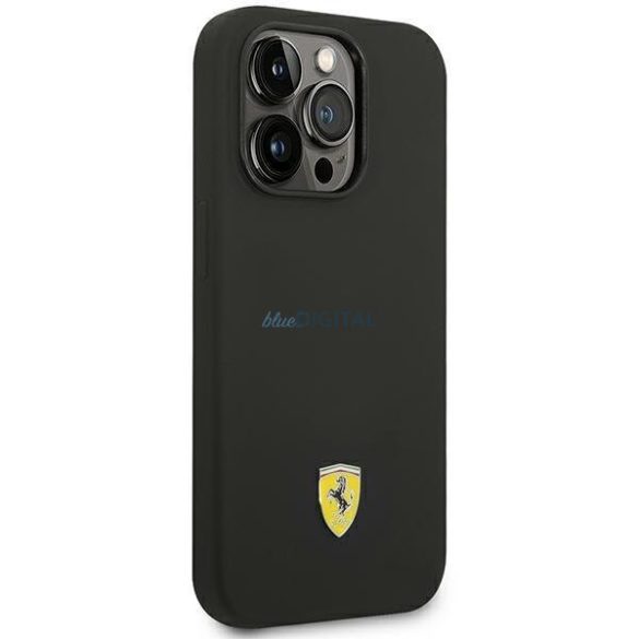 Ferrari FEHCP14XSIBBK iPhone 14 Pro Max 6.7" fekete keménytok szilikon fém logó