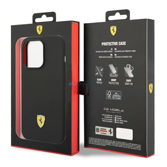 Ferrari FEHCP14XSIBBK iPhone 14 Pro Max 6.7" fekete keménytok szilikon fém logó