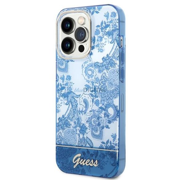 Guess GUHCP14XHGPLHB iPhone 14 Pro Max 6.7" kék/kék keménytok Porcelán kollekció