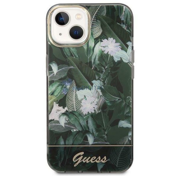 Guess GUHCP14MHGGJGHA iPhone 14 Plus 6.7" zöld/zöld keménytok Jungle kollekció