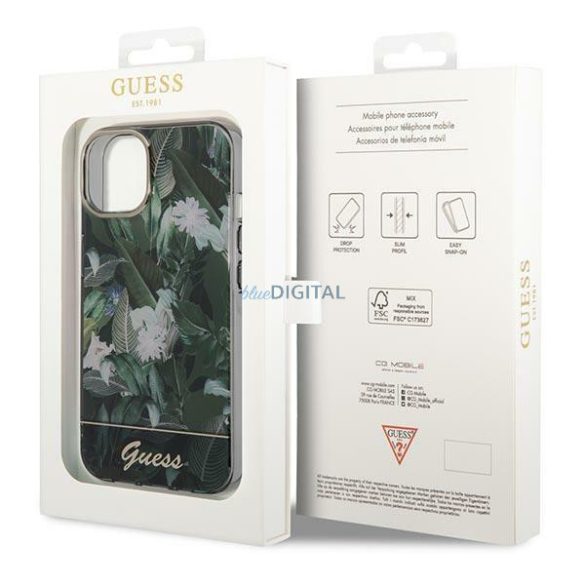 Guess GUHCP14MHGGJGHA iPhone 14 Plus 6.7" zöld/zöld keménytok Jungle kollekció