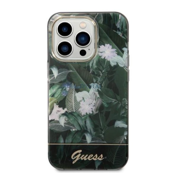 Guess GUHCP14XHGGJGHA iPhone 14 Pro Max 6,7" zöld keménytok Jungle Collection