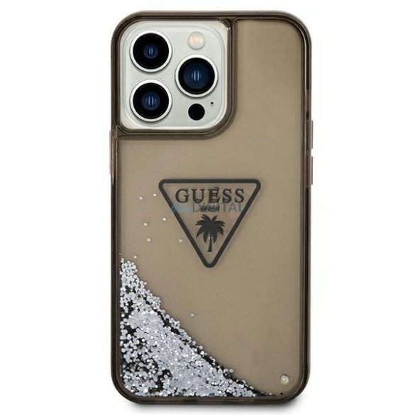 Guess GUHCP14XLFCTPK iPhone 14 Pro Max 6,7" fekete/fekete keménytok Liquid Glitter Palm Collection