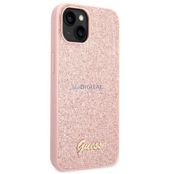 Guess GUHCP14SHGGSHP iPhone 14 6,1" rózsaszín keménytok Glitter Script