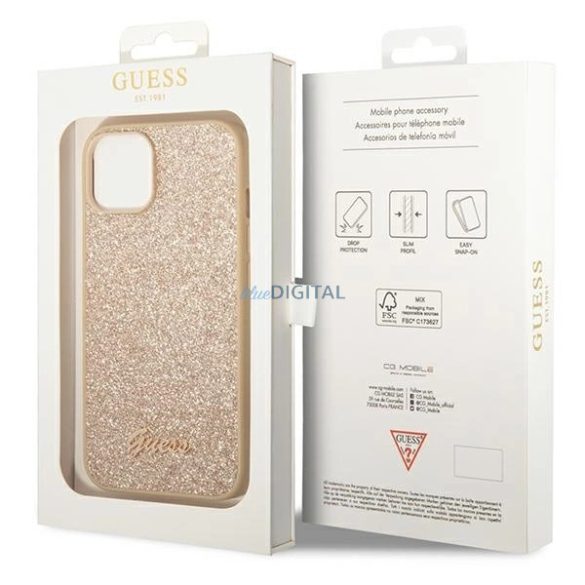 Guess GUHCP14SHGGSHD Glitter Script tok iPhone 14 - arany