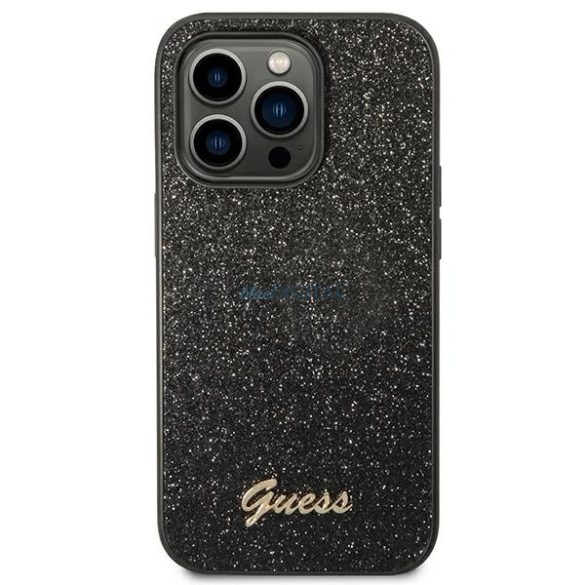 Guess GUHCP14LHGGSHK Glitter Script tok iPhone 14 Pro - fekete