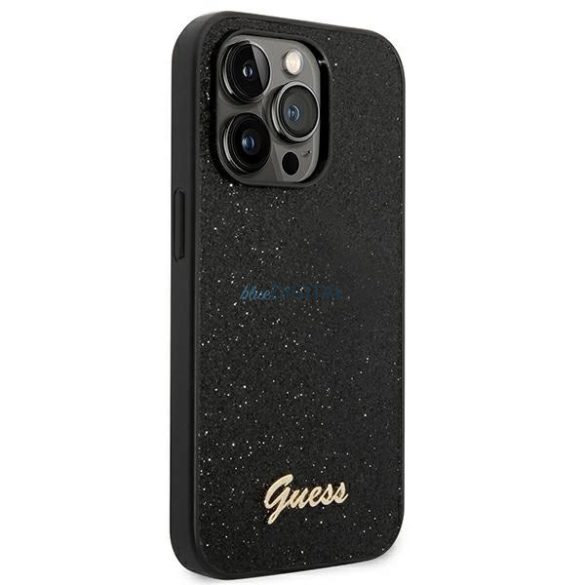 Guess GUHCP14LHGGSHK Glitter Script tok iPhone 14 Pro - fekete