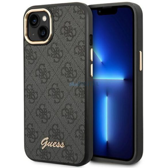 Guess GUHCP14SHG4SHK iPhone 14 6,1" fekete kemény tok 4G Vintage arany logóval