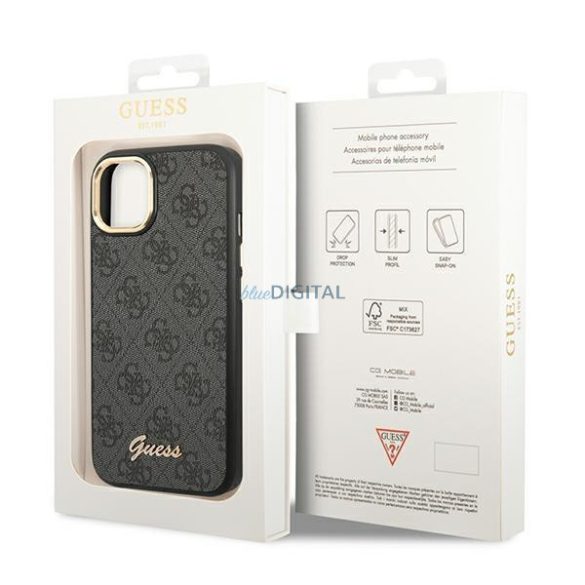 Guess GUHCP14SHG4SHK iPhone 14 6,1" fekete kemény tok 4G Vintage arany logóval