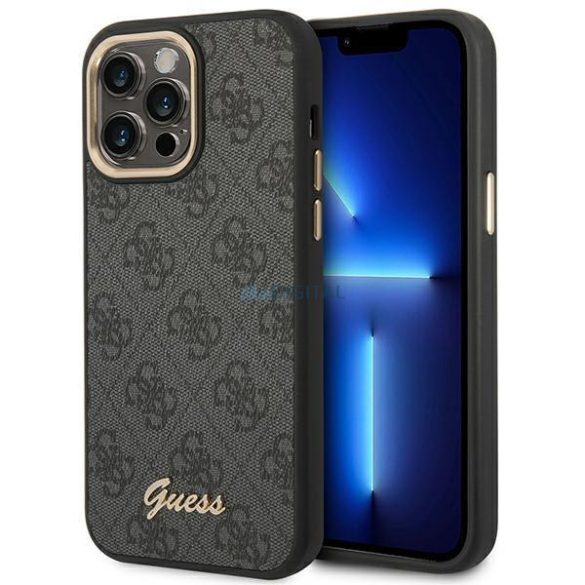 Guess GUHCP14LHG4SHK iPhone 14 Pro 6,1" fekete kemény tok 4G Vintage arany logóval