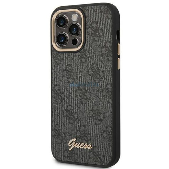 Guess GUHCP14LHG4SHK iPhone 14 Pro 6,1" fekete kemény tok 4G Vintage arany logóval