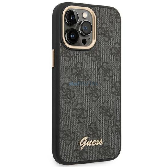 Guess GUHCP14LHG4SHK iPhone 14 Pro 6,1" fekete kemény tok 4G Vintage arany logóval