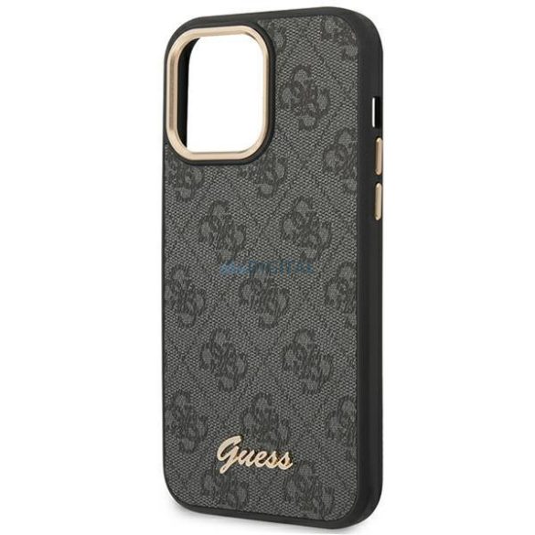 Guess GUHCP14LHG4SHK iPhone 14 Pro 6,1" fekete kemény tok 4G Vintage arany logóval