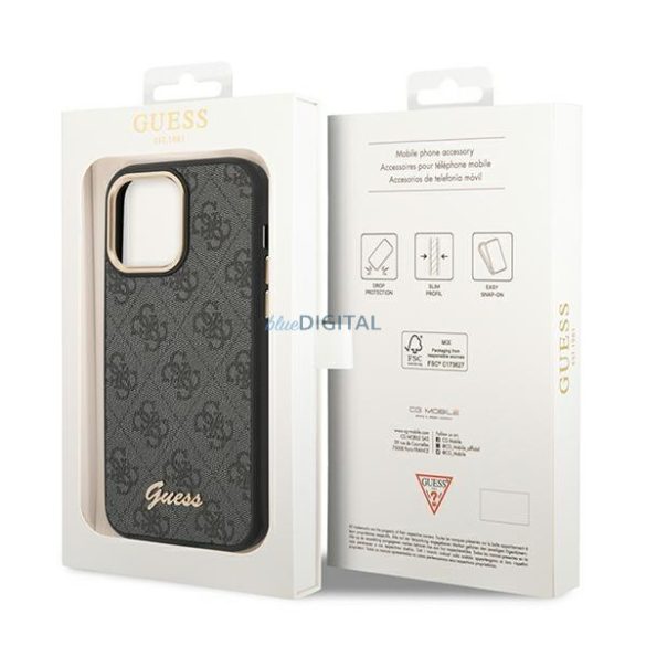 Guess GUHCP14LHG4SHK iPhone 14 Pro 6,1" fekete kemény tok 4G Vintage arany logóval