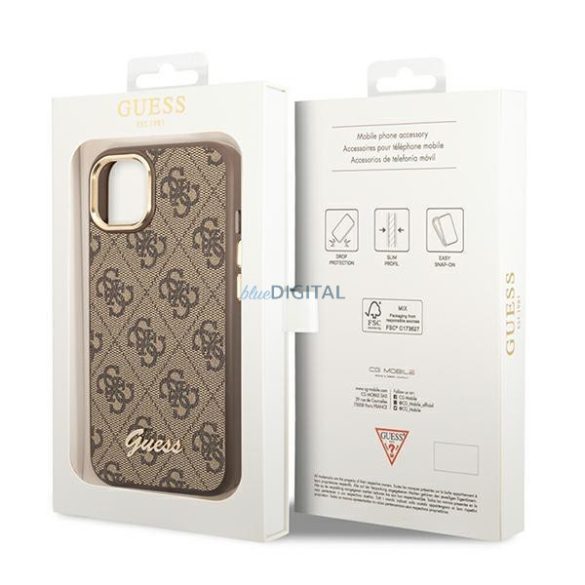 Guess GUHCP14MHG4SHW iPhone 14 Plus 6,7" barna kemény tok 4G Vintage Gold logo