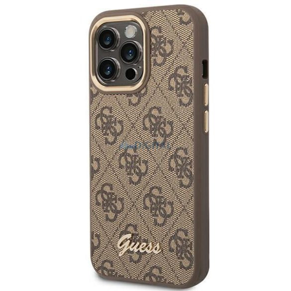 Guess GUHCP14LHG4SHW iPhone 14 Pro 6,1" barna kemény tok 4G Vintage Gold logo