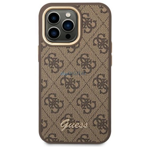 Guess GUHCP14LHG4SHW iPhone 14 Pro 6,1" barna kemény tok 4G Vintage Gold logo