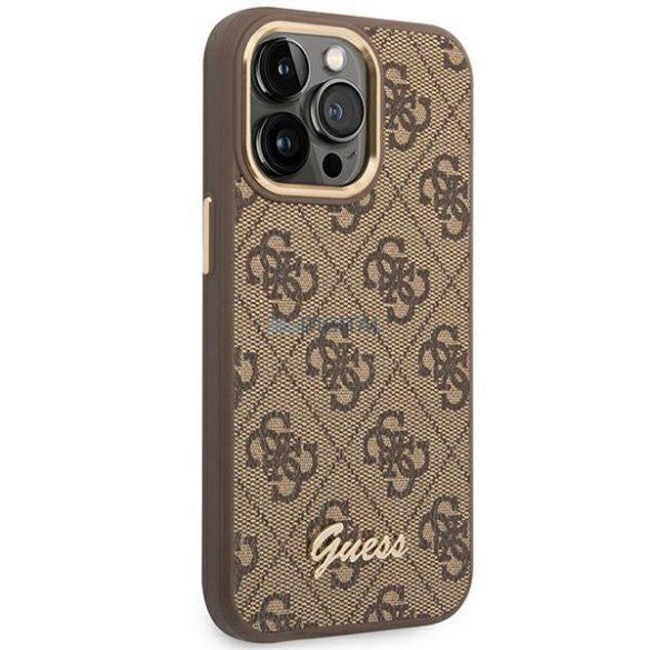 Guess GUHCP14LHG4SHW iPhone 14 Pro 6,1" barna kemény tok 4G Vintage Gold logo