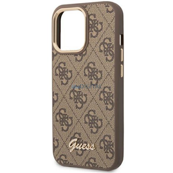 Guess GUHCP14LHG4SHW iPhone 14 Pro 6,1" barna kemény tok 4G Vintage Gold logo