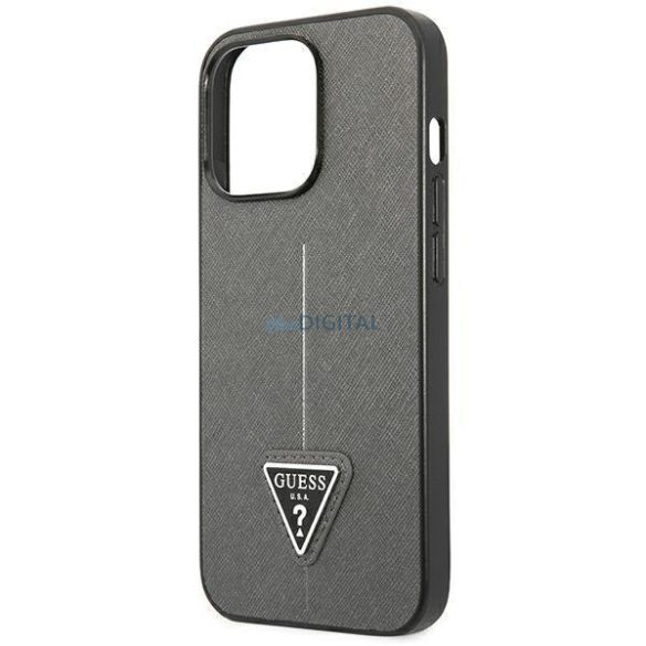 Guess GUHCP14XPSATLG iPhone 14 Pro Max 6,7 "ezüst keménytok SaffianoTriangle Logo