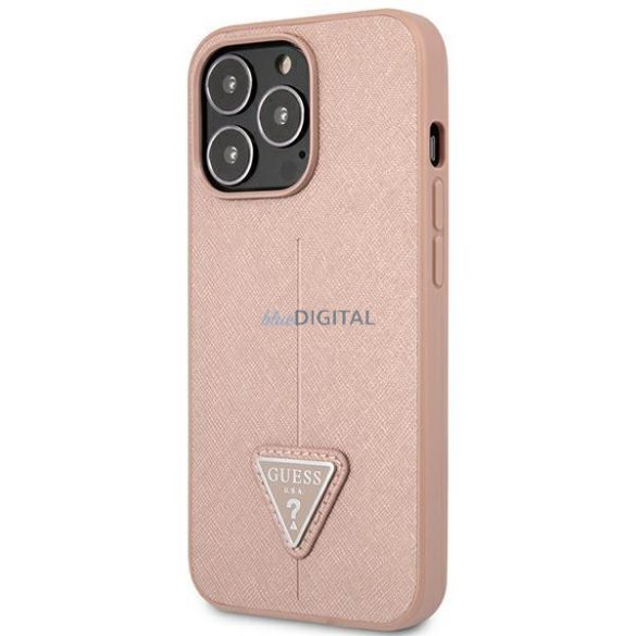 Guess GUHCP14LPSATLP iPhone 14 Pro 6,1" rózsaszín keménytok SaffianoTriangle Logó