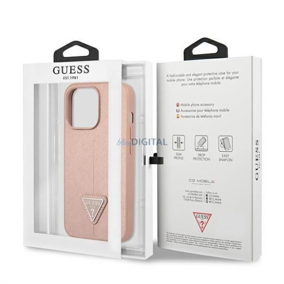 Guess GUHCP14LPSATLP iPhone 14 Pro 6,1" rózsaszín keménytok SaffianoTriangle Logó