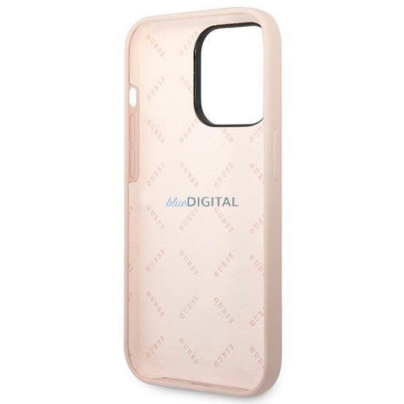 Guess GUHCP14XSLTGP iPhone 14 Pro Max 6.7" rózsaszín/rózsaszín keménytok szilikon háromszög