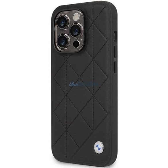 BMW BMHCP14L22R22RQDK iPhone 14 Pro 6.1" fekete bőr steppelt tok