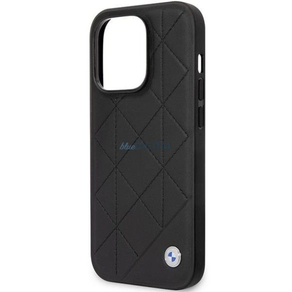 BMW BMHCP14L22R22RQDK iPhone 14 Pro 6.1" fekete bőr steppelt tok