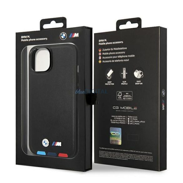 Tojás BMW BMHCP14S22PTDK iPhone 14 6.1 "fekete bőr bélyegző Tricolor