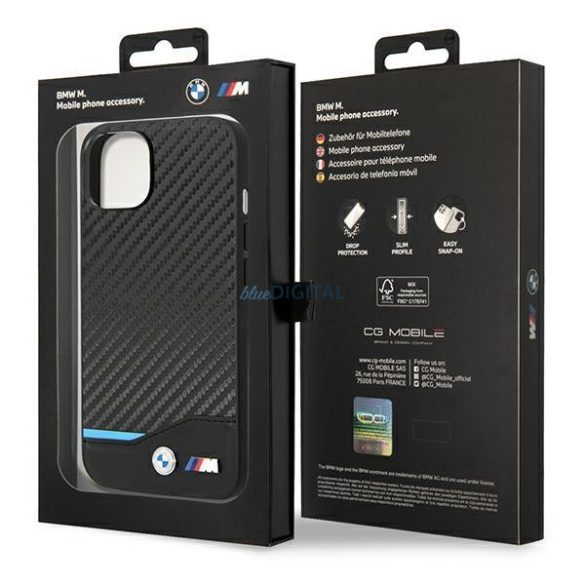 Etui BMW BMHCP14M22NBCK iPhone 14 Plus 6,7" fekete bőr Carbon