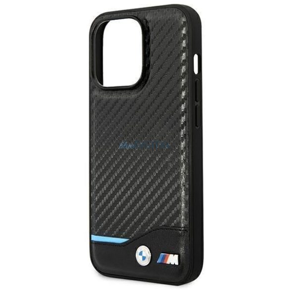 Etui BMW BMHCP14L22NBCK iPhone 14 Pro 6,1" fekete bőr szén-dioxid