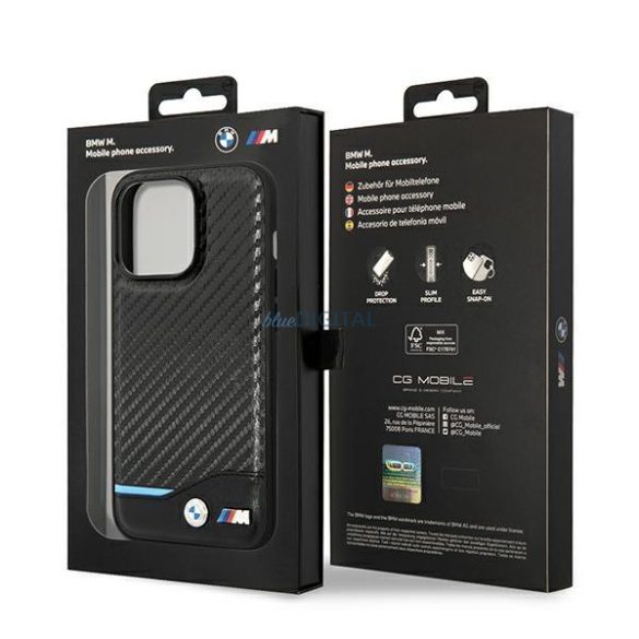 Etui BMW BMHCP14L22NBCK iPhone 14 Pro 6,1" fekete bőr szén-dioxid