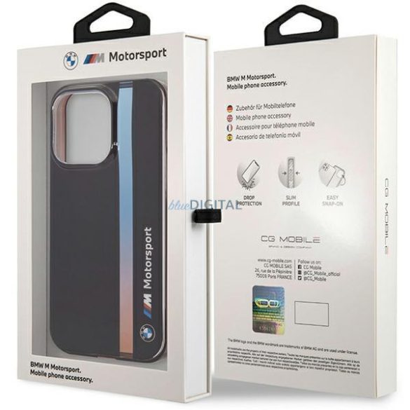 Case BMW BMHCP14X22HVGV iPhone 14 Pro Max 6.7" fekete IML Tricolor csíkos tok