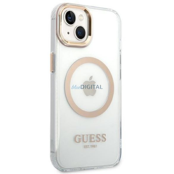 Guess GUHMP14SHTRMD iPhone 14 6.1 "arany kemény tok fém kontúr Magsafe