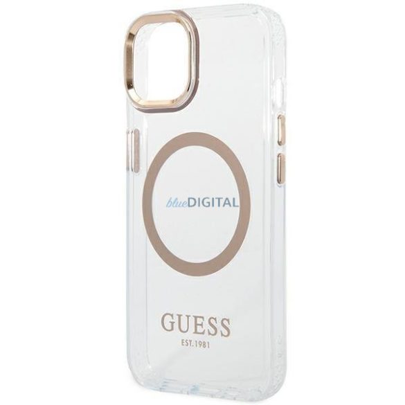 Guess GUHMP14SHTRMD iPhone 14 6.1 "arany kemény tok fém kontúr Magsafe