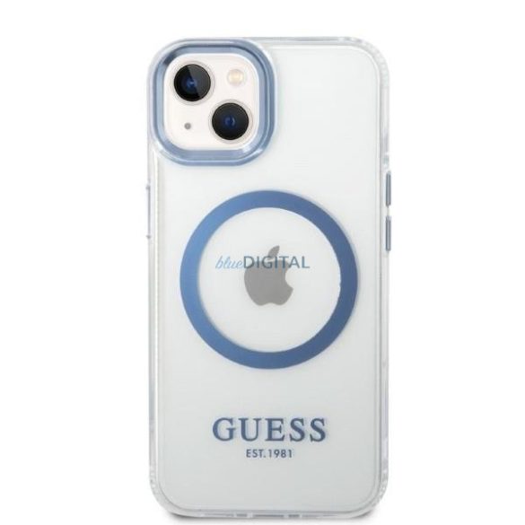 Guess GUHMP14MHTRMB iPhone 14 Plus 6,7" kék keménytok Fém körvonalú Magsafe
