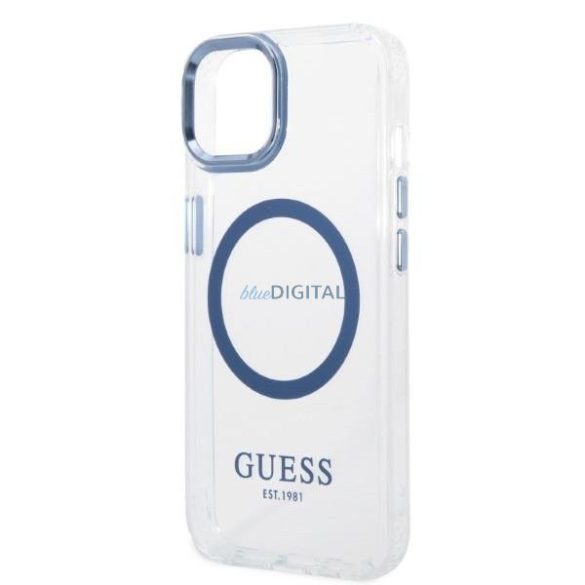 Guess GUHMP14MHTRMB iPhone 14 Plus 6,7" kék keménytok Fém körvonalú Magsafe