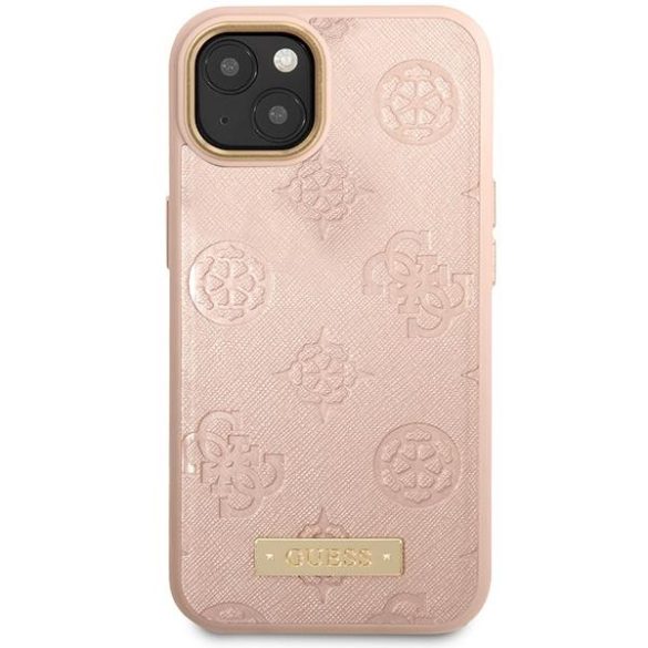 Guess GUHMP14SSAPSTP iPhone 14 6.1" rózsaszín keménytok Bazsarózsa logós lemez MagSafe