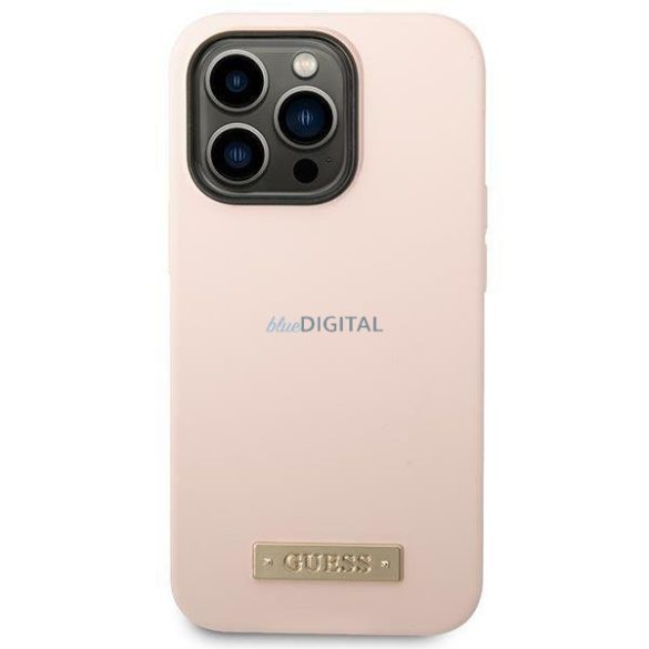 Guess GUHMP14XSBPLP iPhone 14 Pro Max 6.7" rózsaszín keménytok Szilikon logó MagSafe