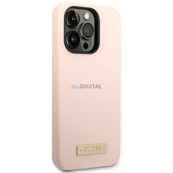Guess GUHMP14XSBPLP iPhone 14 Pro Max 6.7" rózsaszín keménytok Szilikon logó MagSafe