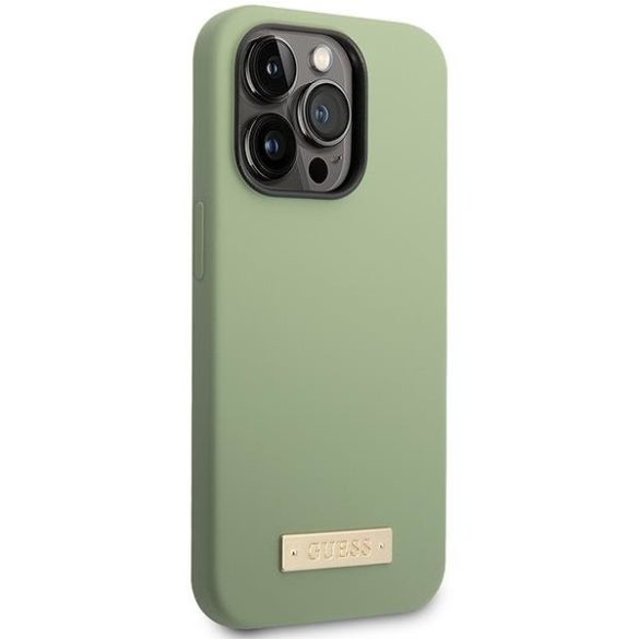 Guess GUHMP14XSBPLA iPhone 14 Pro Max 6.7" zöld/khaki keménytok  Szilikon logó lemez MagSafe