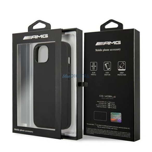 AMG AMHCP14SDOLBK iPhone 14 6.1 "fekete keménytok bőr Hot Stamped