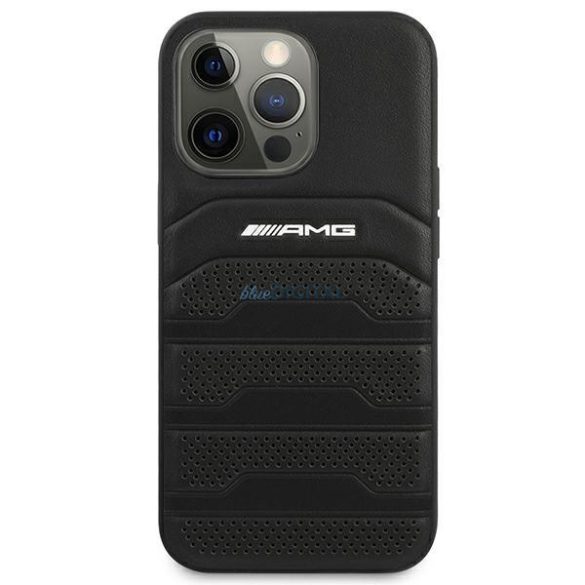 AMG AMHCP14XGSEBK iPhone 14 Pro Max 6,7 "fekete keménytok bőr dombornyomott vonalakkal
