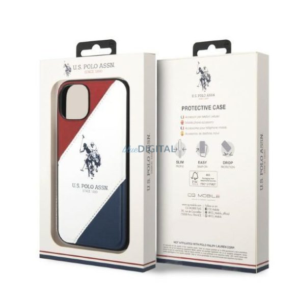 US Polo USHCP14SPSO3 iPhone 14 6,1" fehér tricolor dombornyomott