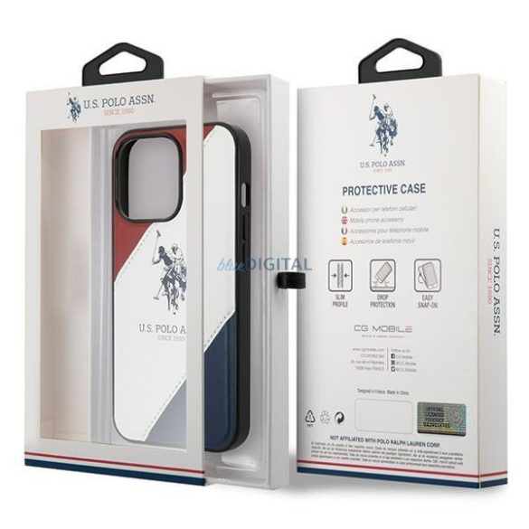 US Polo USHCP14LPSO3 iPhone 14 Pro 6,1" fehér tricolor dombornyomott iPhone 14 Pro 6,1" fehér