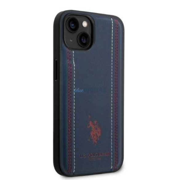 US Polo USHCP14MPFAV iPhone 14 Plus 6,7" gránátvörös/tengerészkék bőr varrással