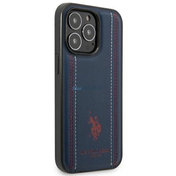 US Polo USHCP14LPFAV iPhone 14 Pro 6,1" gránátvörös/tengerészkék bőr varrással