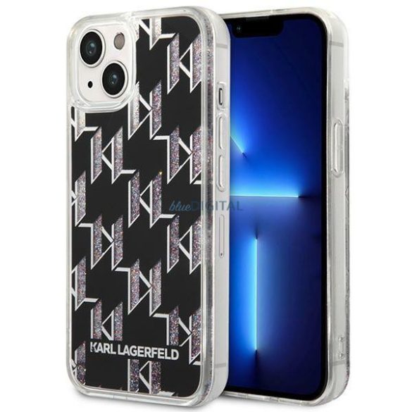 Karl Lagerfeld KLHCP14SLMNMK iPhone 14 6.1 "kemény tok fekete Folyékony csillogó monogram