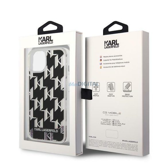 Karl Lagerfeld KLHCP14SLMNMK iPhone 14 6.1 "kemény tok fekete Folyékony csillogó monogram